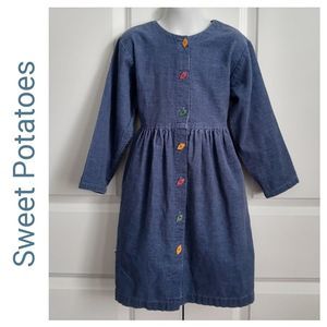 Corduroy Dress w/Colored Leaf Buttons